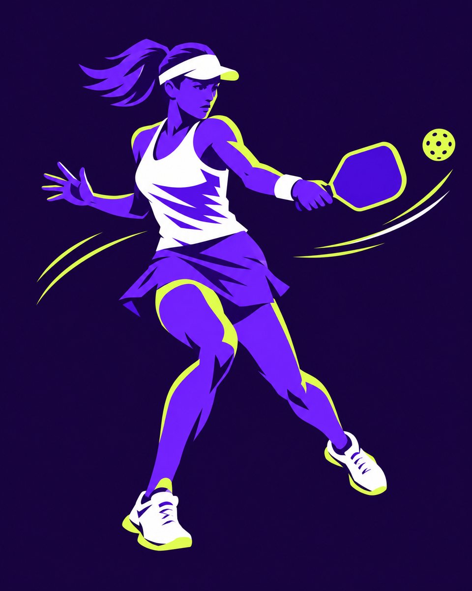Illustration of a pickleball player hitting a forehand